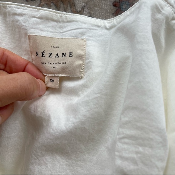 Sezane Gisele Ecru Sleeveless Blouse with Tie Shoulders - Picture 4 of 9